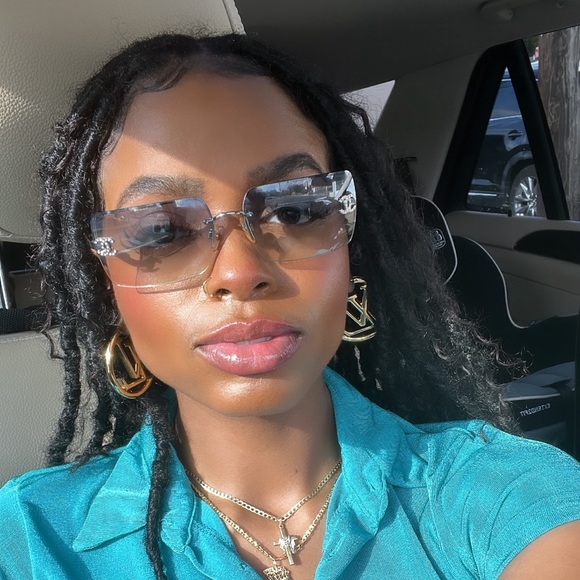 Chanel Rimless Sunglasses Coco Mark Rhinestone - Picture 8 of 8